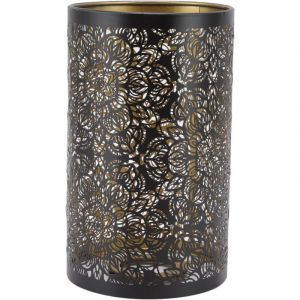 Abat-Jour en M&eacute;tal, Abat-Jour en M&eacute;tal Sculpt&eacute; Creux, Motif De Cercle Cylindrique, Abat-Jour De Table De Chevet D&eacute;coratif Amov