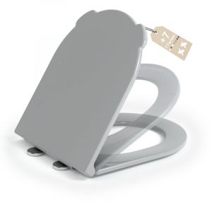 AquaWise Abattant WC avec Frein de Chute Cuvette WC Charni&egrave;re R&eacute;glable D&eacute;montage Rapide Duroplast Facile Nettoyer Antibact&eacute;rien Gris