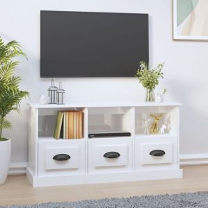 Design In - Meuble TV,Banc tv Moderne,Meuble de Rangement blanc brillant 100x35x50 cm bois d'ingénierie CFW256268