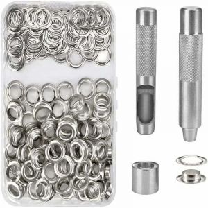 100 Oeillets Kit Oeillets Outils M&eacute;talliques Oeillet Kit 14mm Oeillet Oeillet Kit pour Toile B&acirc;che Tente R&eacute;paration Argent
