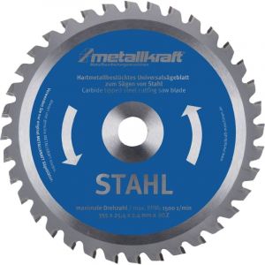Lame de scie circulaire à métaux acier ø de la lame 355 mm Largeur 2,4 mm - 3853504 - Metallkraft