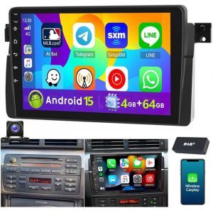 Autoradio DAB+ (en option) Android 15 Apple Carplay pour BMW S&eacute;rie 3 E46 M3 Rover 75 MGZT GPS NAVI RDS - 4+64G DAB+ CAM