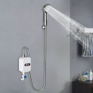 Chauffe-eau instantané 3500W, mural avec affichage numérique lcd, mini chauffe-eau instantané avec pommeau de douche et protection contre les fuites