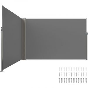 Auvent Lateral Retractable 200x600 cm Paravent Exterieur Impermeable Brise-Vue Tissu en Polyester 180 g/m² Pare-vent Ecran de Separation Resistant