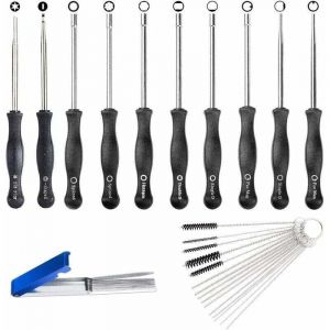 Kit de clé de réglage de carburateur Débroussailleuse et tronçonneuse,lot de 10 Outil de réglage de carburateur avec trousse, brosse et kit d'outils