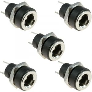 DC 5,5 mm x 2,1 mm DC Power Jack Socket 2 Bornes Type Femelle Panneau Mount Connecteur Noir 5pcs 3A DC Socket Charge Alimentation Adaptateur Fiche