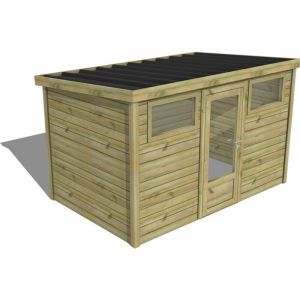 Abri Fran&ccedil;ais - abri de jardin bois trait&eacute; 27mm, Essentiel, 3,4x2,1m, 7m2