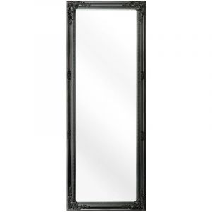 Beliani - Miroir Mural de Forme Rectangulaire 130 x 50 cm avec Cadre Cadre Ornement Baroque en Plastique Noir pour Salon ou Chambre