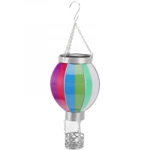 Lanterne solaire en forme de montgolfi&egrave;re 600MAH, couleur arc-en-ciel, s&rsquo;allume et s&rsquo;&eacute;teint automatiquement, lumi&egrave;re chaude pour l&rsquo;ext&eacute;rieur,