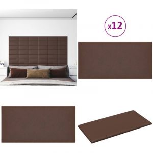 Vidaxl - Panneaux muraux 12 pcs Marron 30x15 cm Similicuir 0,54 m² - Panneau Mural - Décoration Murale - Revêtement Mural - Simili Cuir - Isolation