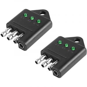 Testeur de prise de remorque &agrave; 4 broches - 4 voies - Plat - Testeur de lumi&egrave;re - Pour c&acirc;blage de v&eacute;hicule remorqu&eacute; - Avec voyants LED - Testeur de