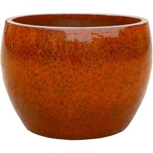 Pot grande taille d'extérieur ROMULUS 21x15cm orange tropical, fait main en terre cuite émaillée, résistant au gel