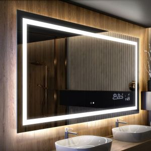 Artforma - Moderne Miroir avec led Illumination Salle de Bain 90x80 cm sur Mesure led Lumineux Miroir avec Éclairage intégré Interrupteur Tactile +