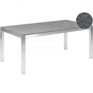 Table de Jardin 180 x 90 cm avec Plateau en Granit Gris et Structure en Acier Inox Design Moderne et Contemporain - Gris