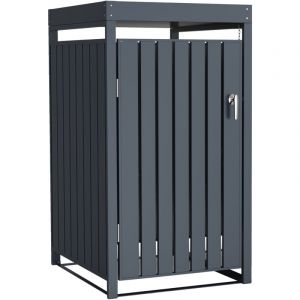 AXI Leon Cache Poubelle Métallique Anthracite/Jardinière - Abri poubelle pour 1 conteneur - Max. 240L - Abri Poubelle Extérieur avec Excellente