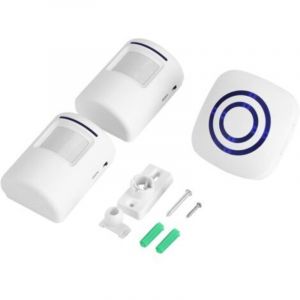 Sonnette Sans Fil Detecteur de Mouvement Carillon De Porte El&eacute;ctrique 38 M&eacute;lodies Alarme De S&eacute;curit&eacute; avec Emetteur et R&eacute;cepteur pour Maison Bureau