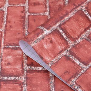 Cyslmuk - 44.5x500cm Papier Peint Autocollant Papier Peint Brique Vintage Rouge pour la Cuisine Décoratif Film de Vinyle en Plastique à dos Collant
