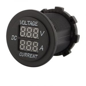 12-24V Voltmètre Ampèremètre, Moto Digital 2 en 1 Numérique Testeur de Courant et Testeur de Tension, 0-15A Panneau Rond Rouge LED Affichage Numérique
