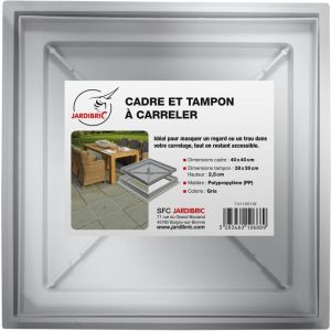 Tampon Creux &agrave; Carreler avec Cadre Jardibric Tampon 38 x 38 cmCompatible avec Regard en Polypropyl&egrave;ne Renforc&eacute; Dimensions 40 x 40 cm