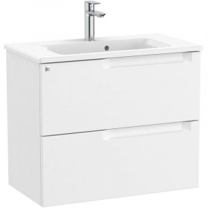 Roca - Pack Unik meuble bas compact avec deux tiroirs + lavabo aleyda Couleur : Blanc mat - Dimensions : 705x380x565 mm