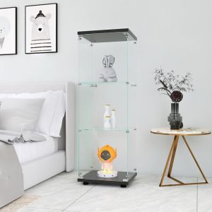 Blanketswarm - Vitrine en Verre Tremp&eacute; 3 &Eacute;tag&egrave;res, 127x45x36.5cm Vitrine pour Collection avec Porte, Vitrine Sur Pied en Verre, Meuble Vitrine pour