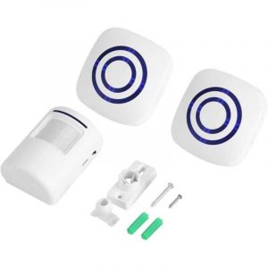 Sonnette sans Fil Detecteur de Mouvement Carillon De Porte El&eacute;ctrique 36 M&eacute;lodies Alarme De S&eacute;curit&eacute; avec Emetteur et R&eacute;cepteur pour Maison Bureau