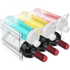 2 Pièces Range Bouteille, étagères à Bouteilles Empilables en Plastique, Peut Contenir Jusqu'à 6 Bouteilles, Rangement Bouteille pour Réfrigérateur