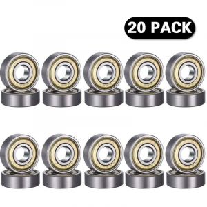 Basetbl - 20 pièces 608 zz Roulement à billes, 608ZZ Métal double blindage miniature Deep Groove Skateboard imprimante 3D Roulements à billes (8 x 22