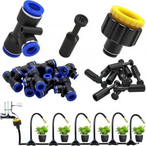Raccords rapides en T pour l'irrigation, Raccord rapide en T r&eacute;ducteur en plastique de 10 &agrave; 8 mm, Pour l'arrosage, l'irrigation, la pelouse, la