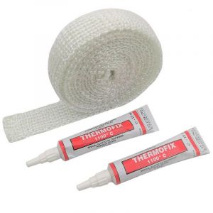 Tresse de verre plate + colle r&eacute;fractaire - 5 m&egrave;tres 15 mm