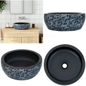 Vidaxl - Vasque &agrave; poser noir et bleu rond &Phi;41x14 cm c&eacute;ramique - Lavabo - &Eacute;vier Salle De Bain - Meuble De Salle De Bain - D&eacute;coration Salle De Bain