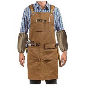 Tablier de charpentier. Tablier en toile cir&eacute;e avec poches et bretelles r&eacute;glables, convenant aux hommes et aux femmes.