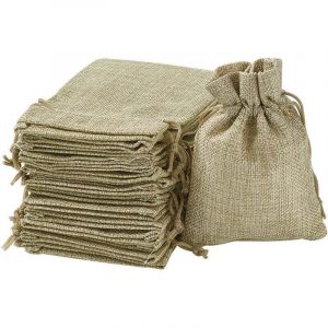 Sac Jute, Petite Pochette Tissu , Pochette Lin 100 PCS , Sac De Toile De Jute Pochon Dragees Sachet Lavande Mariage Petit Sachet Cadeau Pochette
