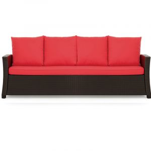 Coussins de canap&eacute; meubles de jardin en r&eacute;sine tress&eacute;e Rouge, Coussins balan&ccedil;oire d'ext&eacute;rieur 180x60x50cm Coussin de banc de jardin 3 places -Mix