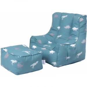 Ready Steady Bed - Fauteuil poire pour enfants avec pouf, fauteuil poire imprimé pour enfants pour l'intérieur, fauteuil pouf confortable pour les