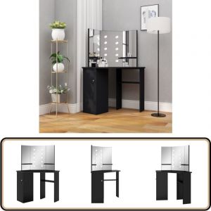 Coiffeuse d'angle avec LED Noir 111x54x141,5 cm - Coiffeuse - Meuble De Salle De Bain - Vanity - Dressing - Miroir