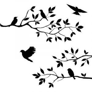 Arbre Branches Oiseaux Wall Sticker Amovible Vinyle Chambre Salon Art Mural Noir Sticker D&eacute;coration