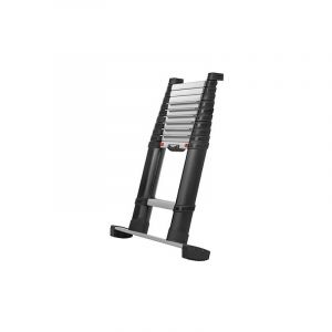 Echelle télescopique 3.50m avec barre stabilisatrice - Marches larges - 11 marches 80 mm - Hauteur de travail max. 4.30m - TEL-72235BARR