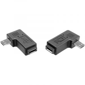 CCYKXA 2 pcs 90 degrés à Gauche et à Droite coudé Micro USB 5 Broches Mâle vers Femelle Extension Adaptateur