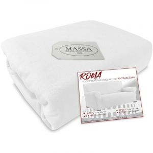 Housse de canap&eacute; universelle &eacute;lastiqu&eacute;e et r&eacute;sistante aux taches ROMA Blanc 2 PLACES de cm. 110 &agrave; 170