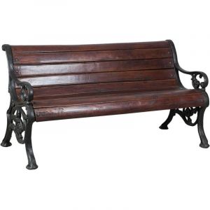 Biscottini - Banc d'extérieur 145x65x77 Banc en fonte et bois Banc de jardin et d'entrée Banc avec accoudoirs Canapé d'intérieur Rustique