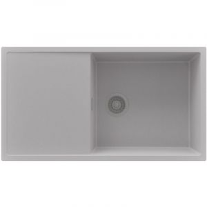 PRIMAGRAN Evier Cuisine en Granit 90x50cm,Lavabo 1 bac + Kit de Vidage, &Eacute;vier &agrave; Encastrer au meuble 60cm - Ibiza, Gris
