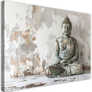 Tableau d&eacute;co Bouddha Zen Spa sur fond gris 100x70