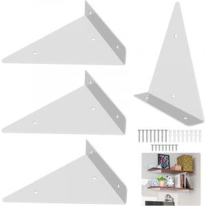 4 Pièces Supports d'étagère Flottants, Supports à Tablettes Muraux Triangulaires Invisibles avec Vis, Equerre Etagere Murale Métal pour étagère pour