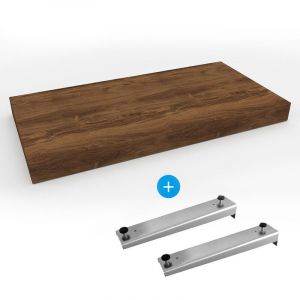 Egger Set Naturel plan vasque 80x8x50 cm + fixation pour plan vasque Dolce 39,5 cm , ch&ecirc;ne charleston brun fonc&eacute; (DO8050DT-FIX1)