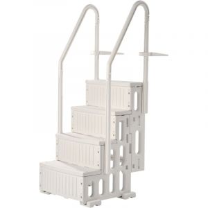 Mophorn - chelle de piscine, escalier &agrave; 4 marches avec double rampe et marches antid&eacute;rapantes tr&egrave;s r&eacute;sistantes, charge maximale de 400 lb