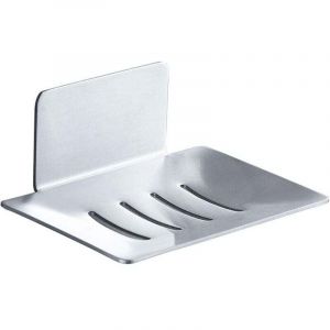 Porte-Savon Mural, Porte-Savon Adh&eacute;sif de Douche, M&eacute;tal Boite a Savon Etagere sans Per&ccedil;age pour Salle de Bain, Cuisine Porte Eponge Argent