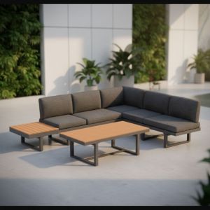 Ensemble de salon Canap&eacute; d'angle en aluminium avec fonction inclinable r&eacute;sistant aux intemp&eacute;ries Ensemble de salle &agrave; manger Meubles de jardin Oasis