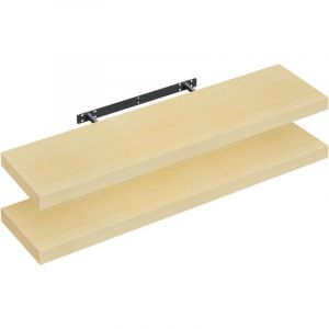 Woltu - Lot de 2 &Eacute;tag&egrave;re Murale 90x22.9x3.8cm, &Eacute;tag&egrave;re Flottante de cd, Jaune Ch&ecirc;ne