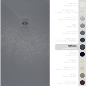 SOULBATH Receveur de Douche -R&eacute;sine -Gel Coat -Texture Lisse/Pierre -Antid&eacute;rapant -Couleur Ardoise - 120x100- Extra plat 3cm. Bonde de Vidage incluse